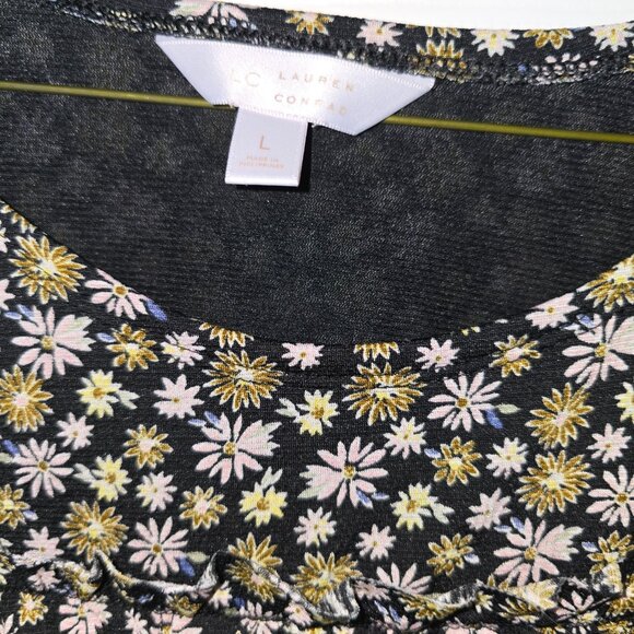 LC Lauren Conrad Black Floral Cold Shoulder Dress - Picture 4 of 6